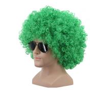 Lalantopparties Green Fancy Hair Wig Curly Clown Funky Disco Malinga Wig For Men And Women For Celebration, DJ Party, IPL Matches, Fancy Dress and Birthday Party, Pack of 1