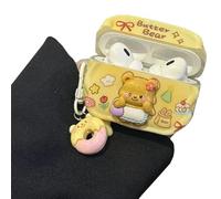 LALAPOPO Compatible with AirPods 3rd Generation Case Cute Cartoon Bear Case with Cute Doughnut Keychain for Girls Women Airpods 3 Gen