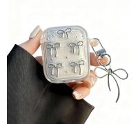 LALAPOPO for AirPods 2nd/1st Case Cute Clear Bling Glitter Bowknot with Lovely Bow Chain, Protective Cover Compatible with AirPods 1&2 for Girls Women