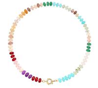 LALAPPLE Colorful Beaded Gemstone Necklace for Women, Boho Rainbow Bead Choker with Natural Stone Crystal Beads, Handmade Summer Beach Necklace Jewelry, 17.5 inches, Stone, natural stone