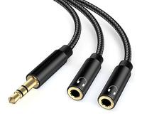 lalasis Audio Splitter Jack Y Aux Adapter,3.5mm Male to Female Headset Stereo Aux Splitter Cable headphone double plug for Laptop,Tablet,Smartphone,Samsung,Speaker,PC,Live etc. Black