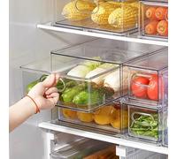 LALASTAR Fridge Drawers, 3-Pack Clear Stackable Pull Out Refrigerator Organizer Bins, Food Storage Containers for Kitchen, Freezer, Vanity & Fridge Organization and Storage (2 Small+1 Medium)