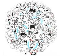 LALASTYLE 106PCS Funny Little Emotion Stickers, Abstract Doodle Character Sticker Pack, Simple Whimsical People Decals for Laptop, Water Bottle, Journal, Scrapbooking & Gift