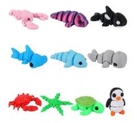 LALASTYLE 10PCS 3D Printed Sea Animals Set - Articulated Marine Figurines,Seal, Dolphin, Whale & More,Movable Fidget Toys Educational Ocean Decor (6-8cm)