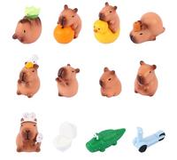 LALASTYLE 12 PCS Mini Capybara Animals, Tiny Resin Capybara for Fairy Garden Accessories, Fish Tank, Miniature Landscape Home Decoration (12)