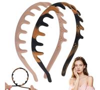 LALASTYLE 2 PCS Silicone Headband, Non-Slip Wavy Tooth Hair Band, U-Shaped Flexible Comb Headband for Running, Workout, Daily Wear & Washing Face - Durable & Comfortable Hair Accessories
