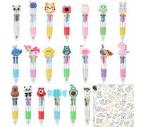 LALASTYLE 20PCS Cute Multicolor Ballpoint Pens, 4-in-1 Mini Ballpoint Pen, Cartoon Animal Pen for Party Bag Fillers Office School Supplies