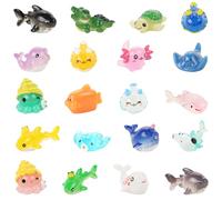 LALASTYLE 20PCS Mini Sea Resin Animals,Sea Animal Resin Figures,Colorful Tiny Animals,for DIY Miniature Aquarium,Fish Tank,Miniature Landscape Home Decoration