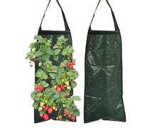 LALASTYLE 2PCS Hanging Planter Grow Bags, Garden Hanging Planting Bags With 8 Holes for Flowers, Strawberry Tomato Planting, Breathable (Green)
