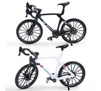 LALASTYLE 2PCS Mini Finger Bicycle Set, Scale Simulation Mountain Bike Model, Black & White Diecast Alloy Toy, Realistic Desk Decor & Collectible Gift
