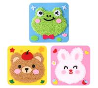 LALASTYLE 3 Pack DIY Embroidery Set, Cartoon Animal Sewing Craft Kit, Poking and Painting Craft Kit, Punch Needle Art Supplies for Beginners