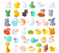 LALASTYLE 40PCS Mini Resin Animals, Tiny Toy Resin Tortoise, Dogs, Frog, Duck and More, Colorful Tiny Animals for DIY Miniature Garden, Dollhouse, Mini Landscape Home Decoration