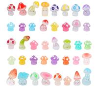 LALASTYLE 40Pcs Mini Resin Mushroom Glow in the Dark Miniature Resin Luminous Mushroom Figurines Tiny Small Animals for Micro Landscape Fairy Garden, Terrarium, and Dollhouse Decor