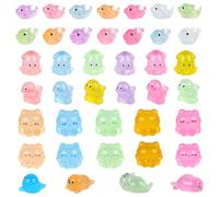 LALASTYLE 40Pcs Mini Resin Sea Animals Glow in the Dark Miniature Resin Luminous Dolphin, Seal, Sea Lion, Jellyfish & Squid FigurinesTiny Sea Animals for Micro Landscape, Aquarium, Dollhouse Decor