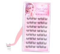 LALASTYLE 48pcs Self Adhesive Lash Clusters Eyelashes,Wispy Curl Pre-Glued Cluster Lashes,Cat Elf False Eyelashes No Glue Needed Reusable Press On Lashes Kit Natural & Fluffy Easy to Apply