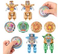 LALASTYLE 4pcs Transformers Toys, Fidget Spinner Transforming Robot Set, 2-in-1 Deformation Action Figures, Stress Relief Finger Spinning Robot Toys, Party Bag Fillers Birthday Gifts