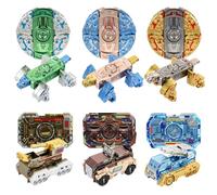LALASTYLE 6 Pcs Transforming Fidget Spinner Toys, 2-in-1 Deformation Action Car and Dinosaur, Deformation Fingertip Gyro for