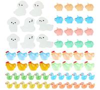LALASTYLE 64pcs Luminous Resin Animal, Tiny Toy Resin Duck, Dog, Pig, Chicken, Colorful Tiny Animals Glow in the Dark, Mini Landscape for Garden Dollhouse Ornament