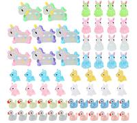 LALASTYLE 64pcs Luminous Resin Animal, Tiny Toy Resin Unicorns, Rabbits, Dogs, Ducks, Colorful Tiny Animals Glow in the Dark, Mini Landscape for Garden Dollhouse Ornament