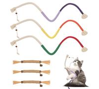 LALASTYLE 6PCS Natural Cat Teething Toy, Cat Chew Toy Bite Rope and Silvervine Chew Sticks, Interactive Kitten Chew Toy, Catnip Toys for Indoor Kitten Dental Treats
