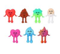 LALASTYLE 7PCS 3D Printed Heart & Emotion Figures, Cute Sitting Love, Flame, Waterdrop, Clover, Eggshell & Poop Characters, Fun Desk Decor & Creative Gift Set