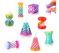 LALASTYLE 8pcs 3D Printed Rotating Spiral Cone Fidget Toys, Impossible Passthrough Pyramid Cylinder Set, Sensory Stress Relief Toy, Anxiety Relief Desk Decor for Office Home School, Creative Gift