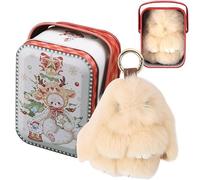 LALASTYLE Bunny-Lulu Keyring In A Tin, 15cm Rabbit Keychain With Exquisite Christmas Box, Handmade Couples Keychains Pendant for Girls