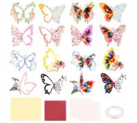 LALASTYLE DIY Butterfly Wings Kit Colour Paper, 16PCS Sunlight Catcher Window Decoration Craft Set, Stained Glass Effect Paper Art, Creative Home Decor & Gift Activity