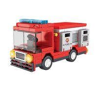 LALASTYLE Mini Fire Truck Building Blocks Set, Rescue Vehicle Model Kit, 100 Pieces Creative City Construction Toy, Learning Educational Gift
