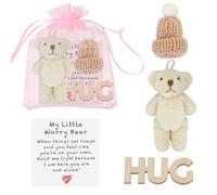 LALASTYLE Pocket Bear Hug Mini Worry Bear Plush with Inspirational Card, Soft Anxiety Relief, Cute Emotional Support Gift for Friends, Women (WHITE)