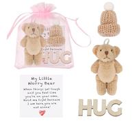 LALASTYLE Pocket Bear Hug Mini Worry Bear Plush with Inspirational Card, Soft Anxiety Relief, Cute Emotional Support Gift for Friends, Women (BROWN)
