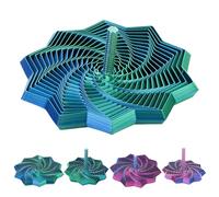 LALASTYLE Printed Expanded Sensory Fidget Star, Puzzle Decompression Hexagonal with Handle, Push Play Spinner for Adults & Teens (Green, 4.3in)