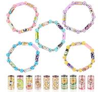 LALASTYLE Sticky Bracelets Set, 5 Wearable DIY Sticker Bracelets + 10 Refill Strips (1,750 Stickers), Reusable Sticker Bands for Creative Craft, Friendship Jewellery, Party Favours & School Rewards