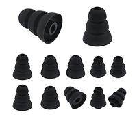 LALASTYLE Triple Flange Ear Tip, 6 Pairs S/M/L Size Triple Three Flange Noise Isolate Silicone Cushion Ear Bud Tips with 4mm Connector Hole, Fit for Most in Ear Earphone (Black)[S/M/L]