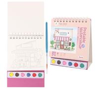 LALASTYLE Water Coloring Book, 6 Colors 3-in-1 Paint Set with 20 Pages of Different Painting Exercise Books and Brush for Girls Boys, Perfect Art Gift & Desk Display (Matte1)