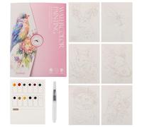 LALASTYLE Watercolour Workbook with Envelope Storage Design, 12 Colors 3-in-1 Paint Set with 6 Pre-Sketched Flower Drawings, and Brush for Girls Boys, Perfect Art Gift (Matte1)