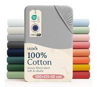 Laleni Cot Bed Sheets 100 x 115 cm, Oeko-Tex Certified Soft 135 g/m² Cotton Travel Cot Sheets, Moonlight Grey