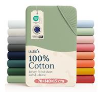 Laleni Cot Bed Sheets 140 x 70 cm, Oeko-Tex Certified Soft 135 g/m² Cotton Travel Cot Sheets, Summer Green