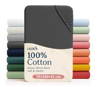 Laleni Cot Bed Sheets 140 x 70 cm Set of 2, Oeko-Tex Certified Soft 135 g/m² Cotton Travel Cot Sheets, Anthracite