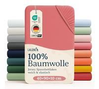 Laleni Cot Bed Sheets 40 x 90 cm, Oeko-Tex Certified Soft 135 g/m² Cotton Travel Cot Sheets, Coral