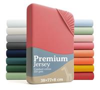 Laleni Fitted Sheet 38x77 cm 2-Piece Set for Oval Cradle & Stroller, 100% Cotton, OEKO-TEX Certified, Soft Bassinet Mattress Cover - Coral