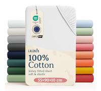 Laleni Jersey Fitted Sheet 55 x 90 cm Co-Sleeping Crib, Oeko-Tex Certified 100% Cotton Cradle Cover, Stroller Fitted Sheet, Baby Bedding White
