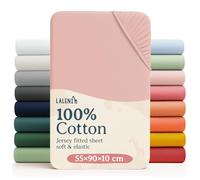 Laleni Jersey Fitted Sheets 55 x 90 cm Co-Sleeping Crib Set of 2, Oeko-Tex Certified 100% Cotton Cradle Covers, Stroller Fitted Sheets, Baby Bedding Pink