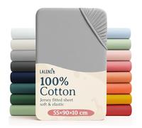 Laleni Jersey Fitted Sheets 55 x 90 cm Co-Sleeping Crib Set of 2, Oeko-Tex Certified 100% Cotton Cradle Covers, Stroller Fitted Sheets, Baby Bedding Grey