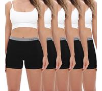 LALESTE Women's Cotton Boxer Briefs 3" Inseam Anti Chafing Boy Shorts Panties 5 Pack, Black-5 Pack, L
