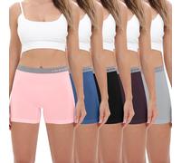 LALESTE Women's Cotton Boxer Briefs 3" Inseam Anti Chafing Boy Shorts Panties 5 Pack, Multicolor-2-5 Pack, L