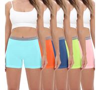 LALESTE Women's Cotton Boxer Briefs 3" Inseam Underwear Boy Shorts Panties 5 Pack, Multicolor-5 Pack, XXL