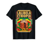 Lalibela Ethiopia Flag Rock Churches Heritage Retro Art T-Shirt