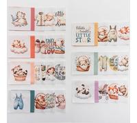 Lalikul Fabric Beige/Cream, 100% Cotton Charm Packs, Fat Quarters, 42 Different Motifs, Fat Quarters, Ideal for Quilts, Sewing, Blankets, I Spy Games for Kids, 5" x 5" Squares.