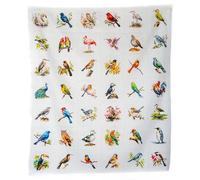 Lalikul Fabric Birds, 100% Cotton Pictures, 42 Different Motifs, Fat Quarters, Charm Packs, Ideal for Quilts, Sewing, Blankets, I Spy Games for Kids. 36" x 31" Continuous Panel